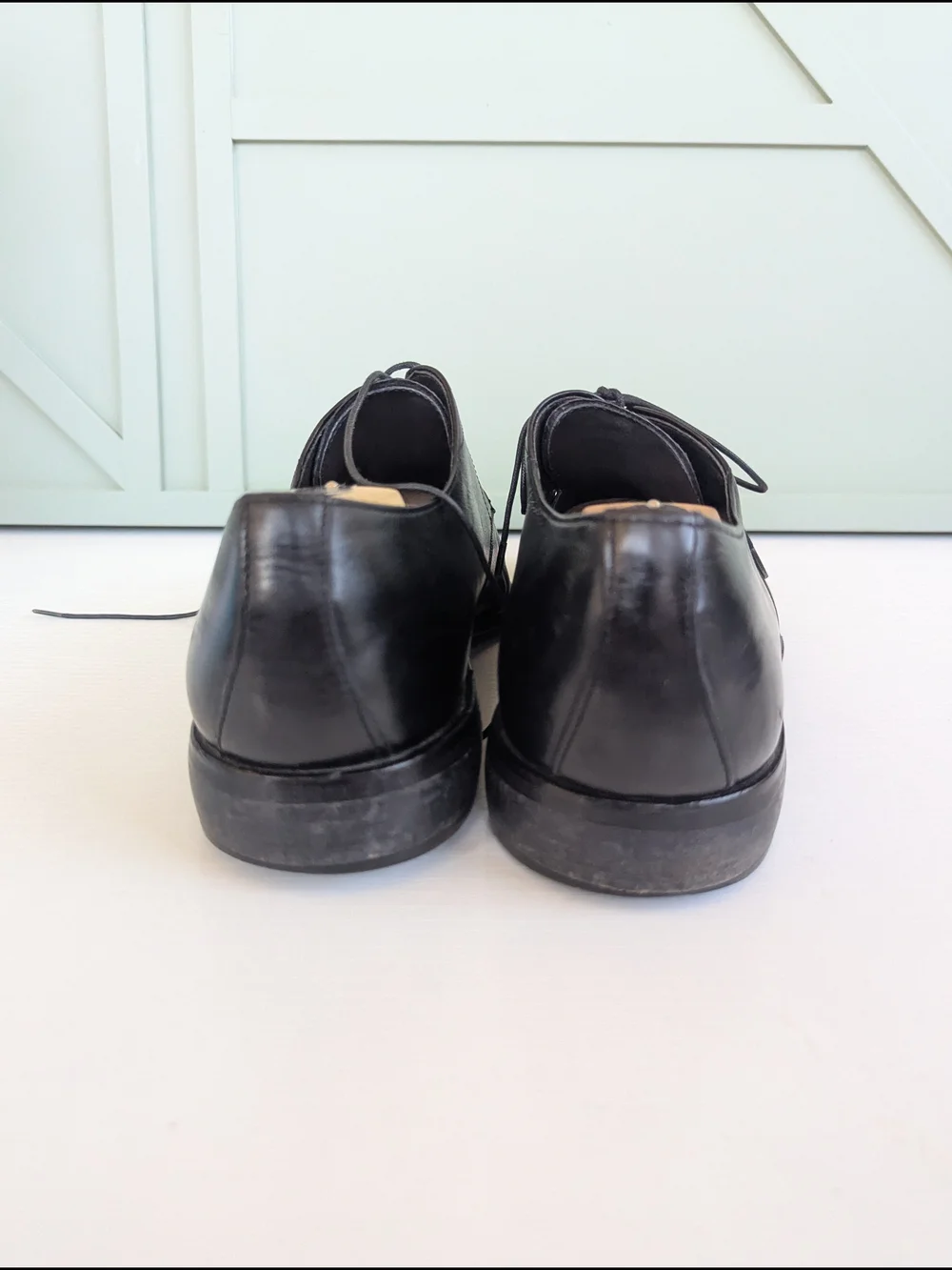 Black Textured Leather Derby Oxfords